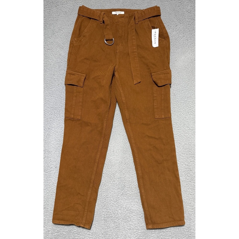 NEW PacSun Rustic Belted Utility Cargo Pants Brown Denim Mens 30x27